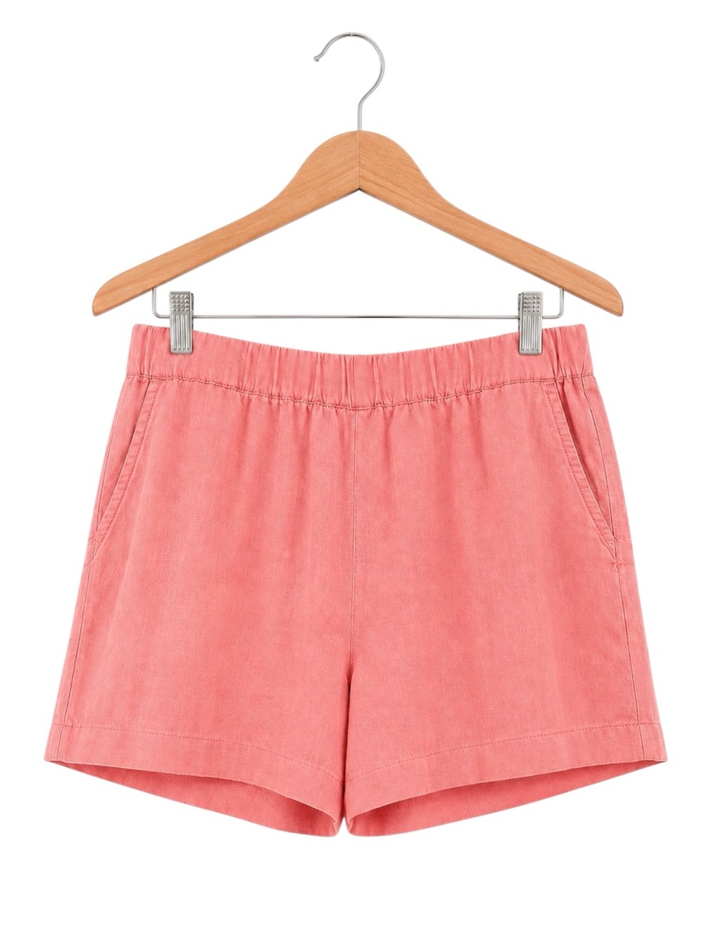 Linen Blend Pull On Shorts Coral Pink Pockets Coastal Resort Vacation Beach MP